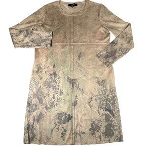 Joh Womens M Aurora Tunic Dress Vegan Suede Round Neck Artsy Western Print